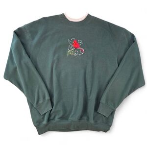 Vintage M&C Sportswear Cardinal Sweatshirt Green Pullover 1X Winter Holiday
